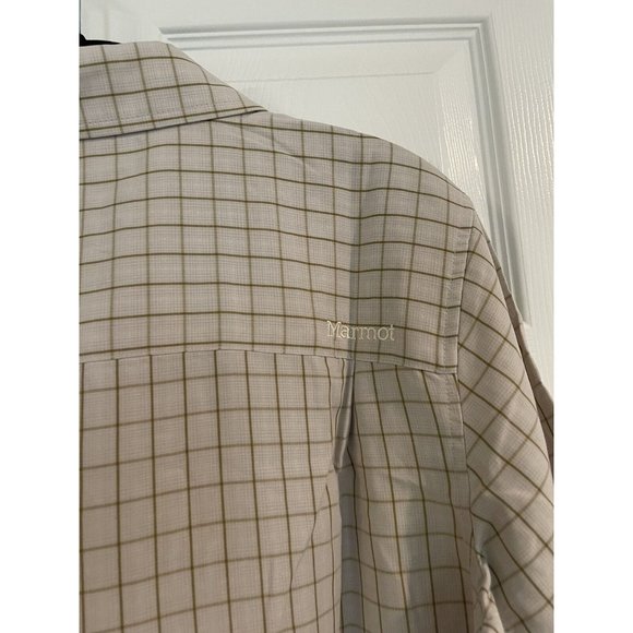 NWT Marmot Eldridge Check Short-Sleeve Recycled Materials Woven Shirt - Moonbeam - Picture 8 of 8